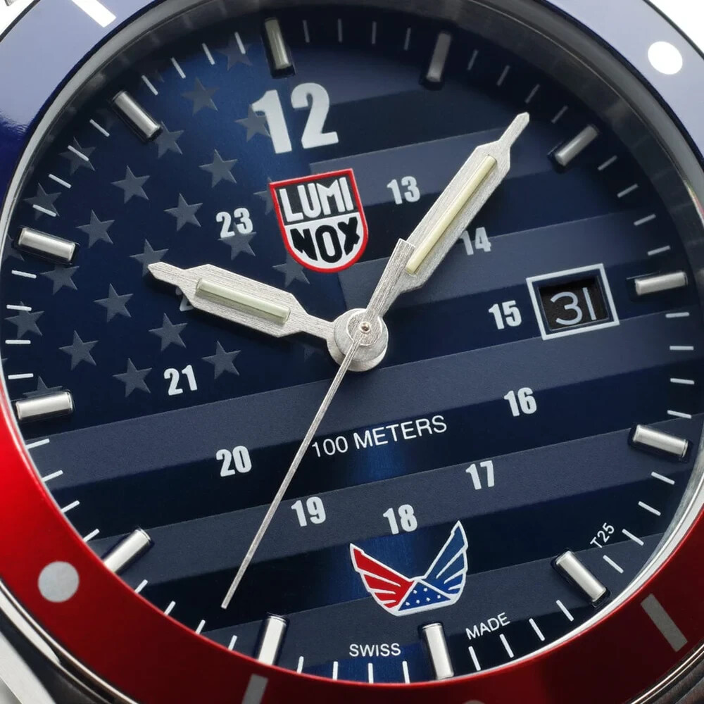 Pre-owned Luminox Xs.0914.vol Volition America 'minuteman' Swiss Made Dress Watch 42 Mm