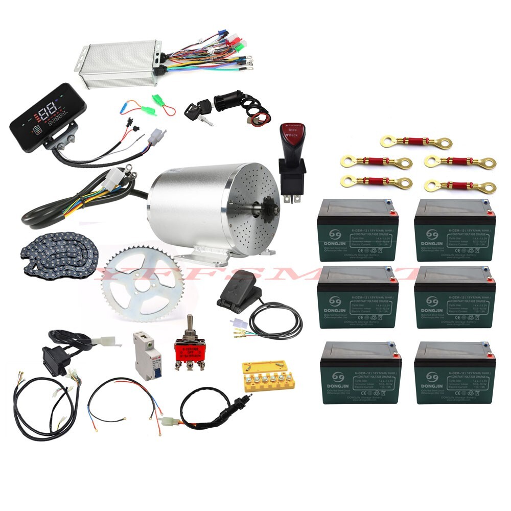 72V 3000W Golf Cart Brushless Motor w/Battery/Display/Sprocket/Pedal Full Kit US