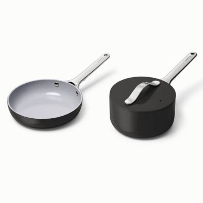 Caraway 2pc Nonstick Ceramic Mini Fry Pan & Mini Sauce Pan Set Gray