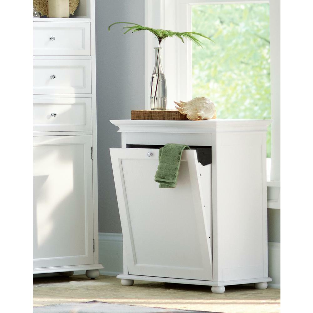 Hampton Harbor 24 in. Single Tiltout Hamper Room Storage White Solid