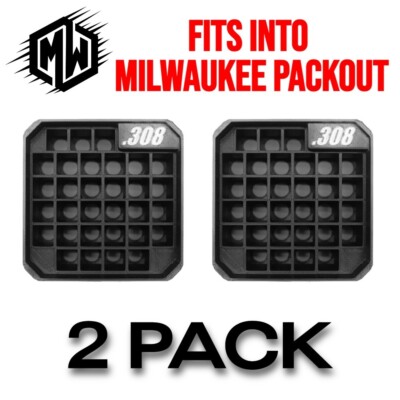 (2) Milwaukee Packout Bin Insert for .308 - Ammo Box Organizer Storage