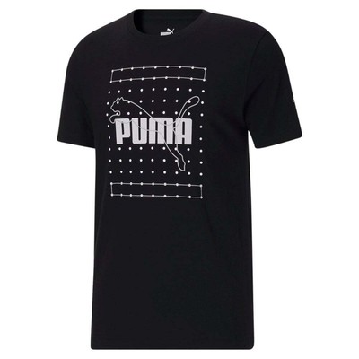 Puma Reflective Graphic Crew Neck Футболка с коротким рукавом Мужские черные повседневные топы 84