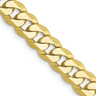 Pre-owned Skyjewelers Real 10kt Yellow Gold 6.25mm Flat Beveled Curb Chain; 20 Inch; Lobster Clasp