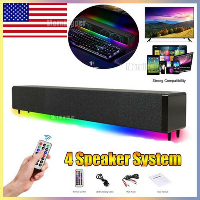 RGB Wireless USB Bluetooth Sound Bar with Remote & RCA AUX Connection for TV PC