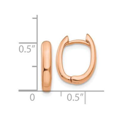 Pre-owned Skyjewelers Real 14kt Rose Gold Oval Hinged Hoop Earrings In Pink