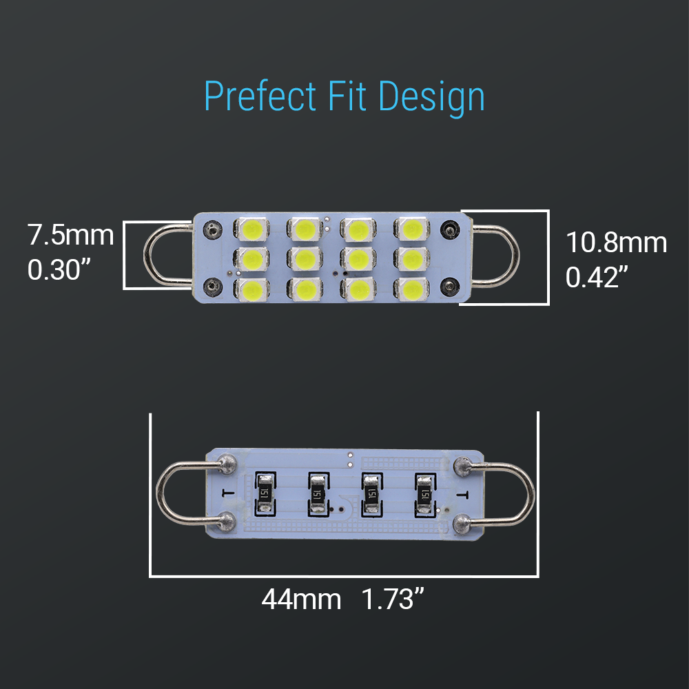 10 PCS 44mm 12-SMD Interior White Festoon 1.73" LED Lights Bulbs 561 562 567 564