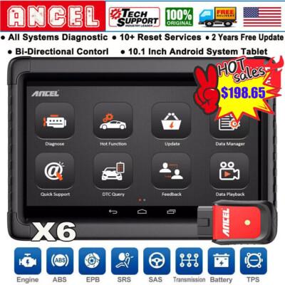 Ancel X6 Bidirectional All Systems OBD2 Scanner Car Diagnostic Tool Code Reader