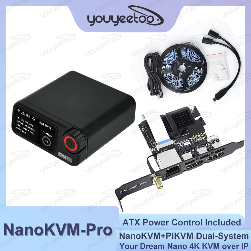 Sipeed NanoKVM-Pro ATX/Desk 4K IP-KVM GbE WiFi6 PoE Mini Remote Control HomeLab