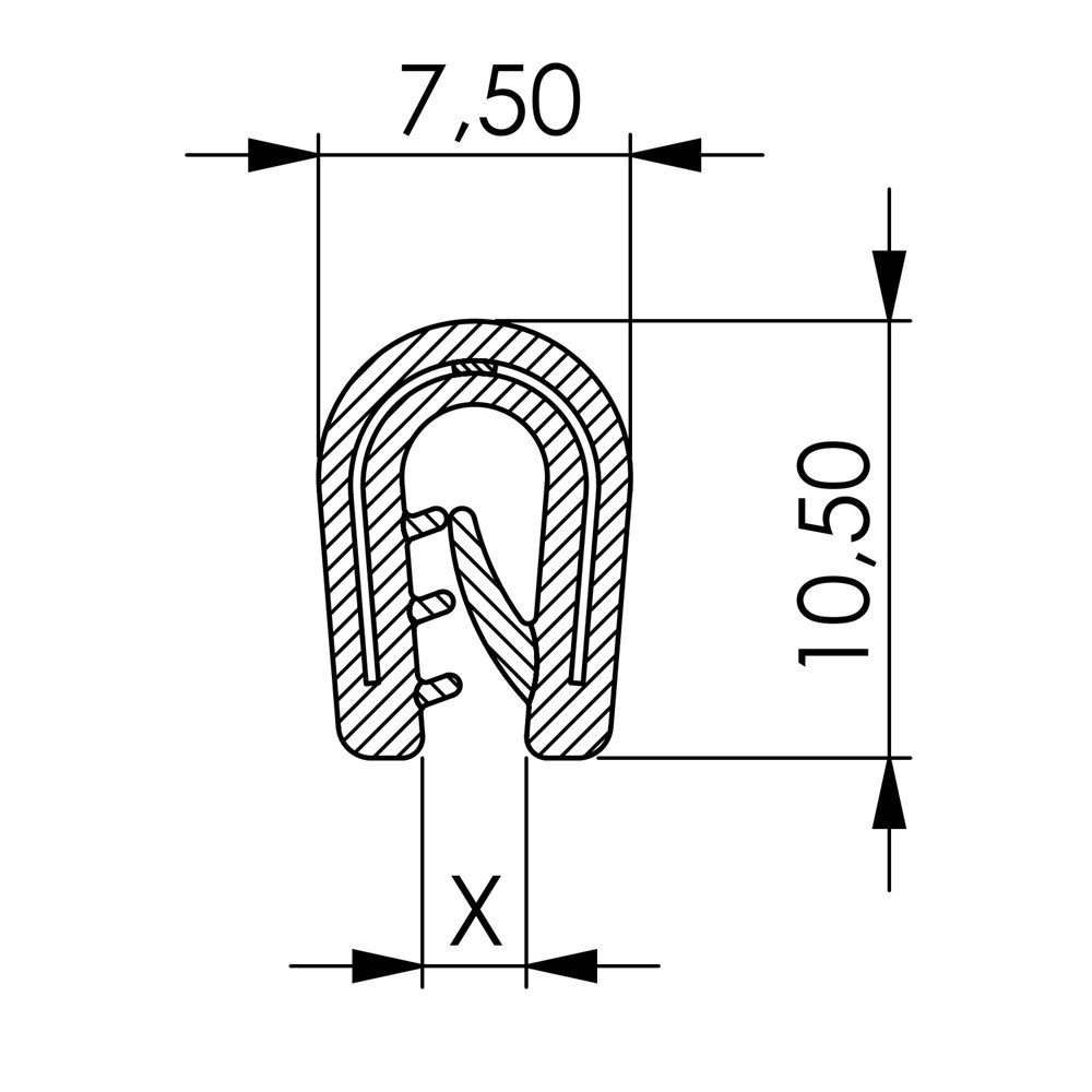 PVC-Kantenschutzprofil, schwarz Dichtprofil
