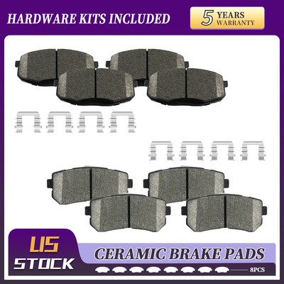For Hyundai Elantra Kia Forte Koup Front & Rear Ceramic Brake Pads w/ Hardware