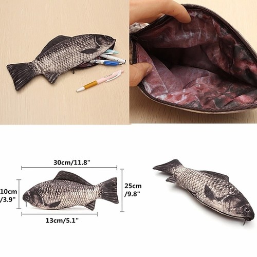 Pen Bag Make-up Realistic Fish Shape Pouch Pen Pencil Case With Zipper
