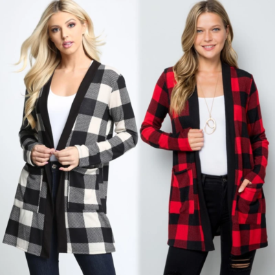 Buffalo plaid cardigan deals