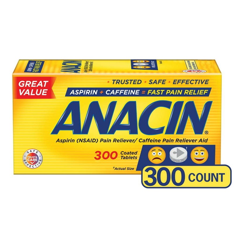 Anacin Fast Pain Relief Pain Reducer Aspirin Tablets, 300 Tablets