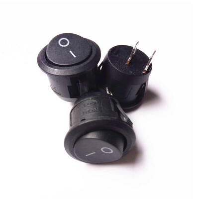 10x Round Rocker Switch Black ON/OFF I/O SPST Circular 12VDC 5A 10A/125V/250V AC