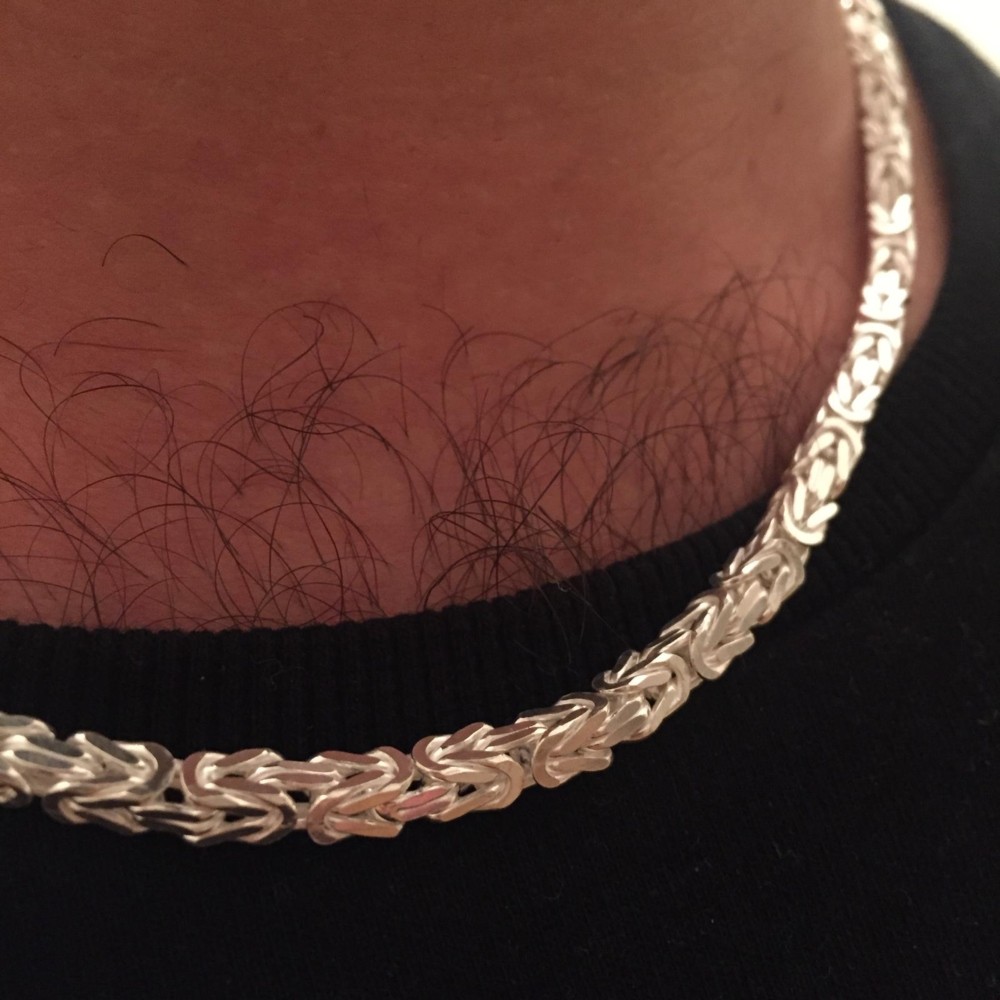 Pre-owned Handmade Byzantine Box King Chain Necklace Mens Silver Rope 925 Sterling 6.5mm 20" 118gr