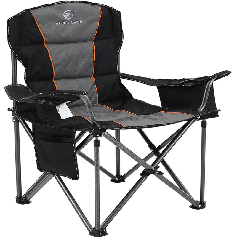 Big & Tall Foldable Padded Heavy Duty Quad Chair with Cooler Bag & Cup Holder