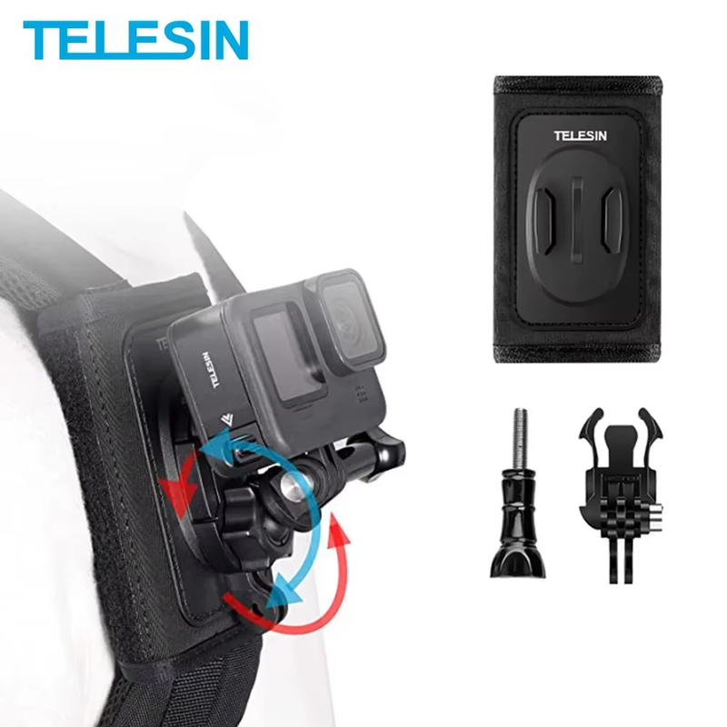 360° Rotation Backpack Strap Mount for Hero 12 11 10 9 8 7 6 5 4 Insta360 SJCAM