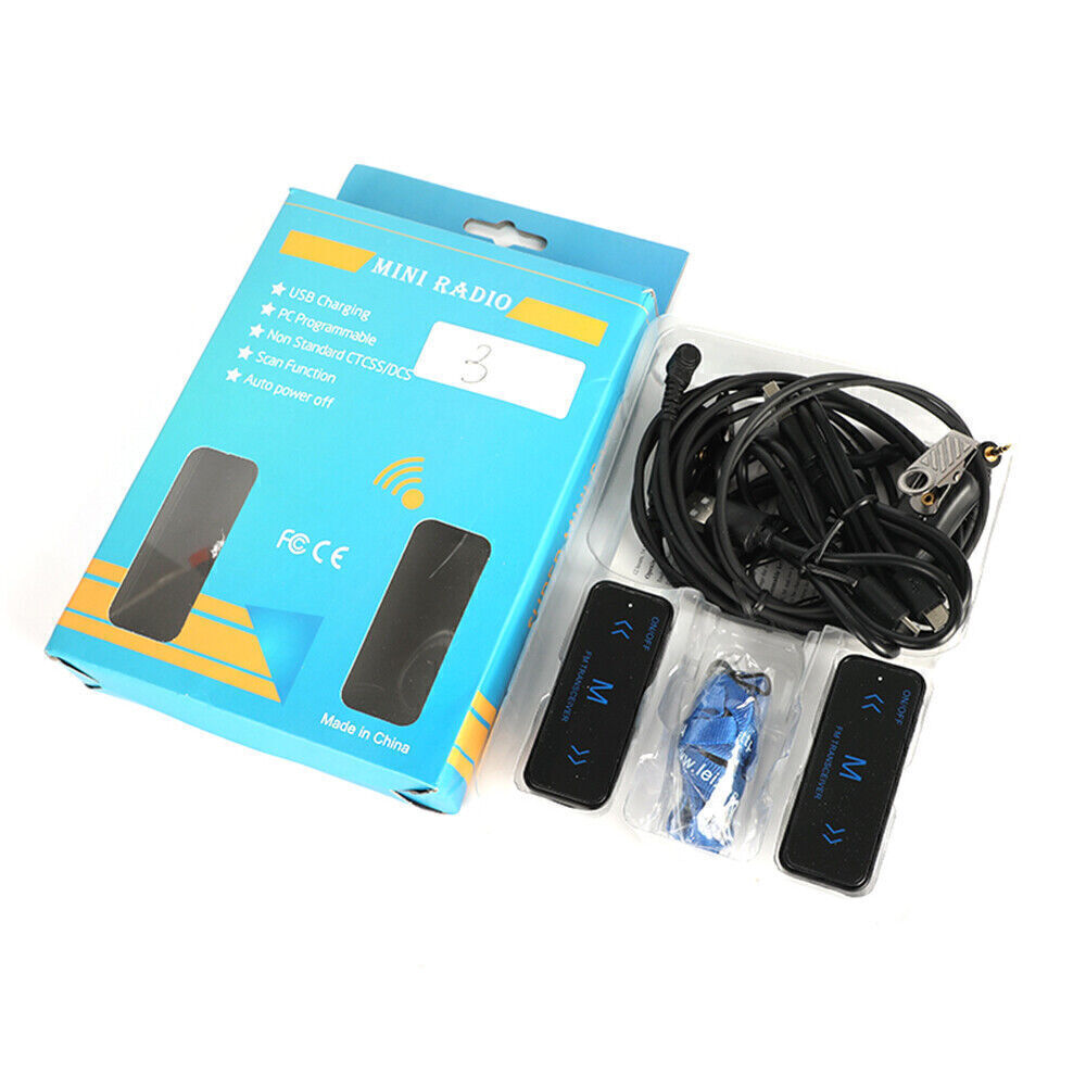 2PCS Mini Two-Way Radio Walkie Talkie FM Transceiver with Headphones Strap Kit