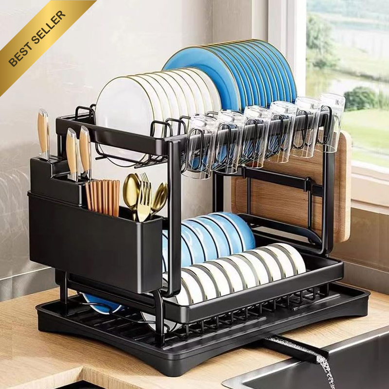 Dish Drying Racks for Kitchen Counter Large Capacity Double-Layer Dish Drying Ra