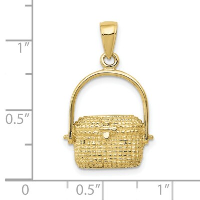 Pre-owned Superdealsforeverything Real 10kt Yellow Gold Large Nantucket Basket Pendant