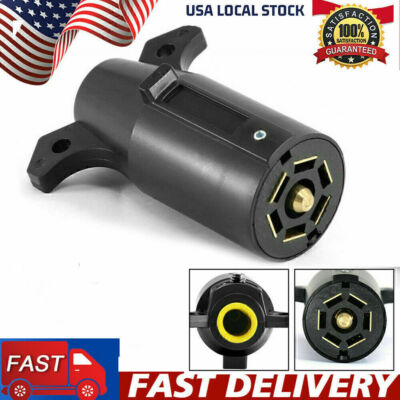 7 Way Round RV Style Trailer Light Plug Connector Replacement End Blade Pin .