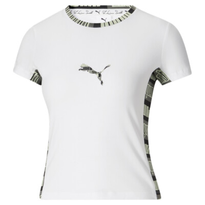 Женские белые повседневные футболки с круглым вырезом и коротким рукавом Puma X Lqs 53637901