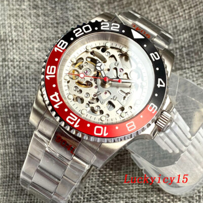 40mm Bliger Japan NH70 Mens Watch Transparent Dial Sapphire Glass Luminous Hands