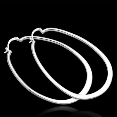 925 Sterling Silver Hoop Pierced Earrings 2.7" inch L1
