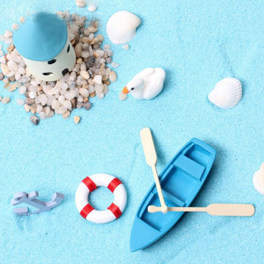 5pcs Mini Boat Model Mediterranean Style Unique Anchor Decor For