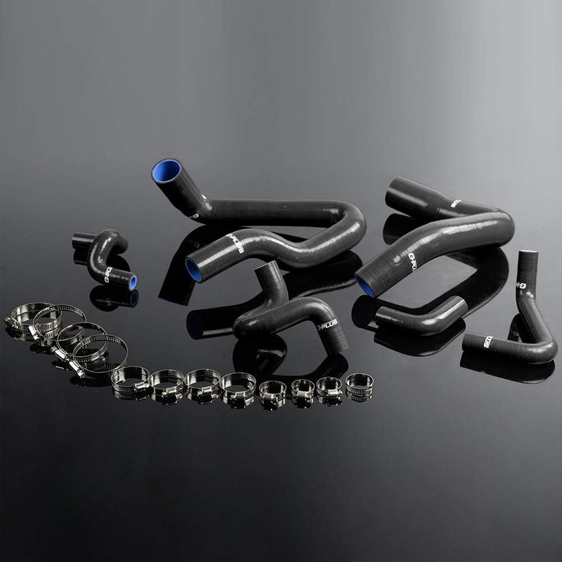 Silicone Radiator Hose Kit for 1986-1993 Mustang GT LX Cobra 5.0U Black Clamps