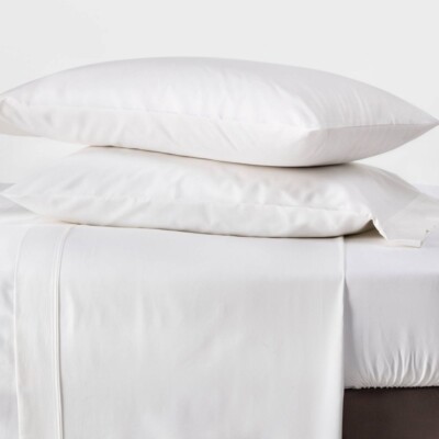 King 800 Thread Count Solid Performance Pillowcase Set White Threshold Signature