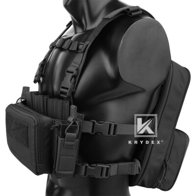 KRYDEX D3CR Chest Rig Harness Mag Pouches & D3 Flatpack Backpack Rucksack Black