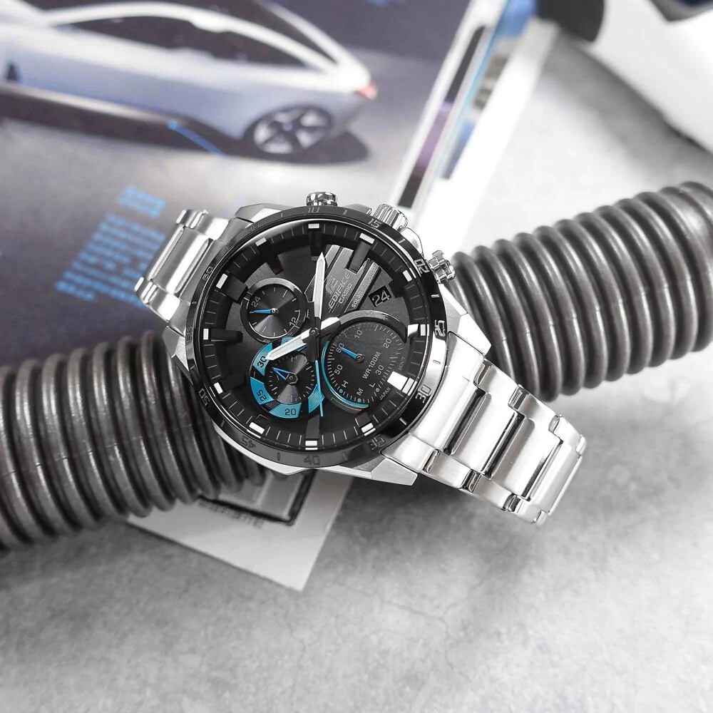 Pre-owned Casio Edifice Black Dial Silver Stainless Steel Strap Men Watch Eqs-940db-1bvudf