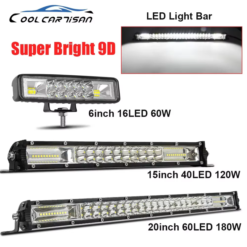 Car 6/15/20inch LED Lighthouse Led Work Light Bar Flood/spot Mixed Beam Off Road