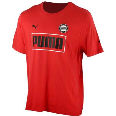 

Футболка Puma Soccer Badge с круглым вырезом и коротким рукавом Мужская футболка размера  Повседневные топы 845750, Красный, Puma Soccer Badge Crew Neck Short Sleeve TShirt