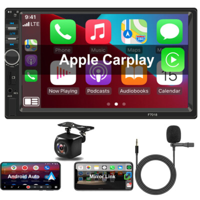 Apple CarPlay 7'' Double 2Din Car Stereo Radio Android Auto Touch Screen + Camera