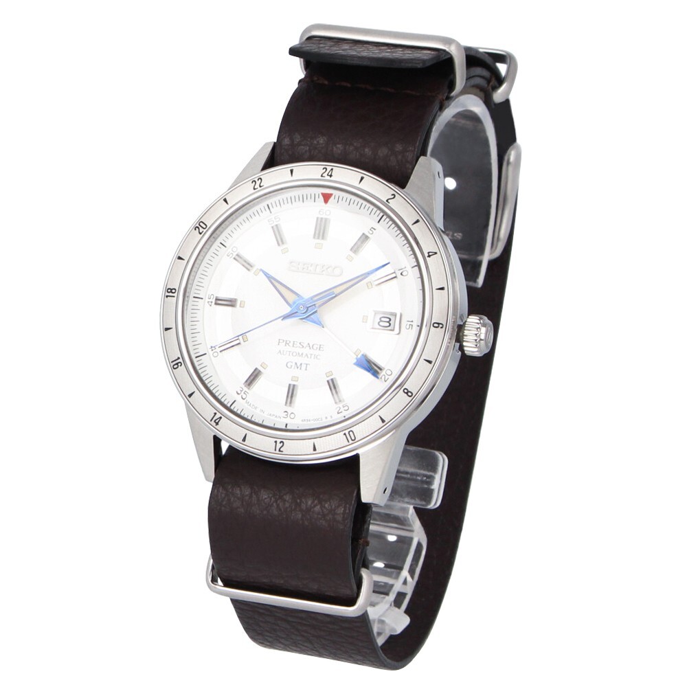 Pre-owned Seiko Presage Style60's Ssk015j1 Mechanical Gmt White