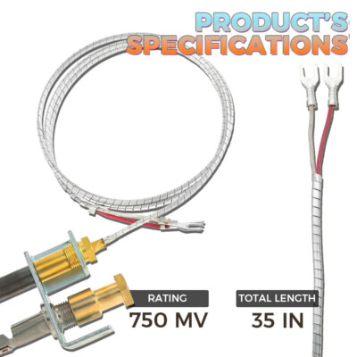 Pilot Burner & 750 Millivolt Thermopile Assembly for Furnace Controls Fitting US