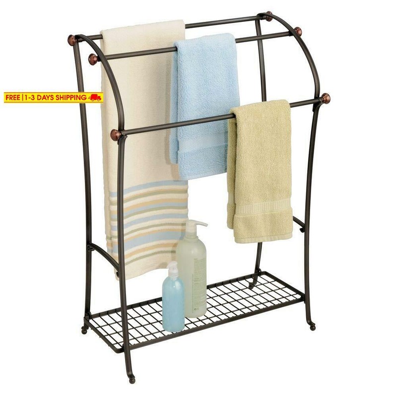 Rack Holder With Storage Shelf - 3 Tier Metal O