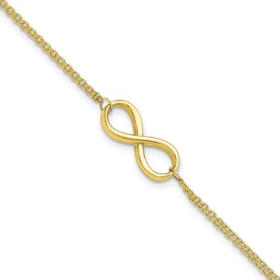 Pre-owned Superdealsforeverything Real 10kt Yellow Gold Polished Infinity Chain Bracelet; 7.5 Inch; Lobster Clasp