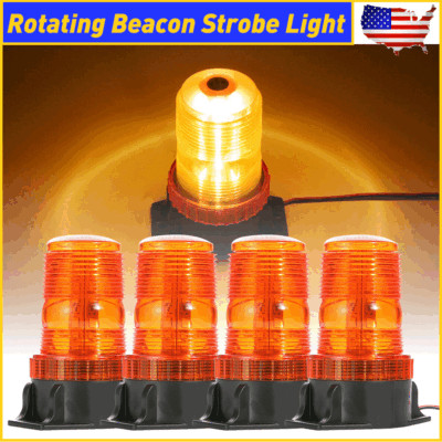 4x Amber 30LED Rotating Strobe Lights Rooftop Flash Beacon Emergency Warning 12V