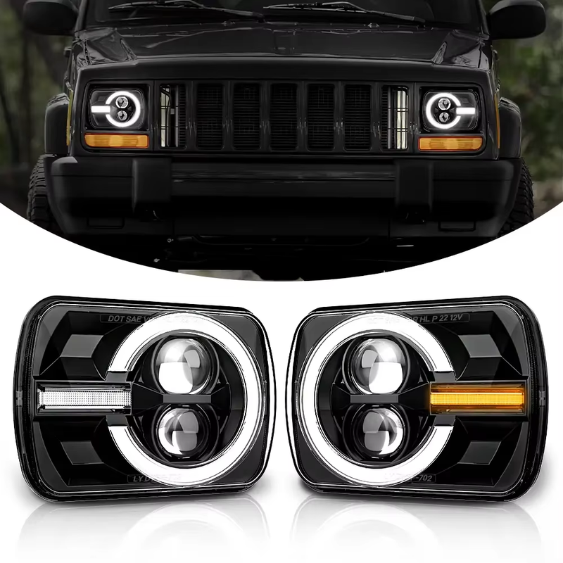 Led Headlight 5x7 Inch Drl Turn Signal Hi-Lo Beam Led Headlamp for Toyota Pickup