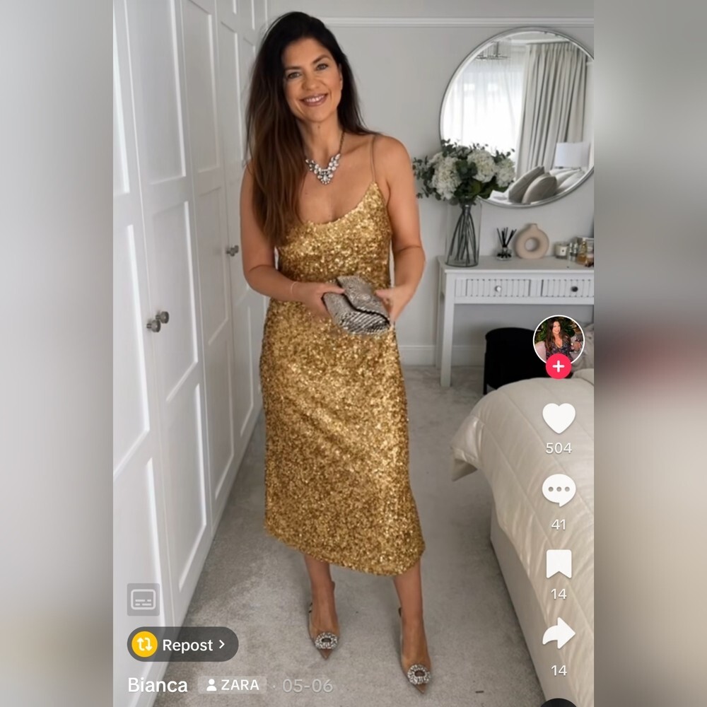 【関税・送料込み】Golden  Full Sequins Short Dress CAITLIN SHORT DRESS BIG SEQUINS GOLD – Sundress_US