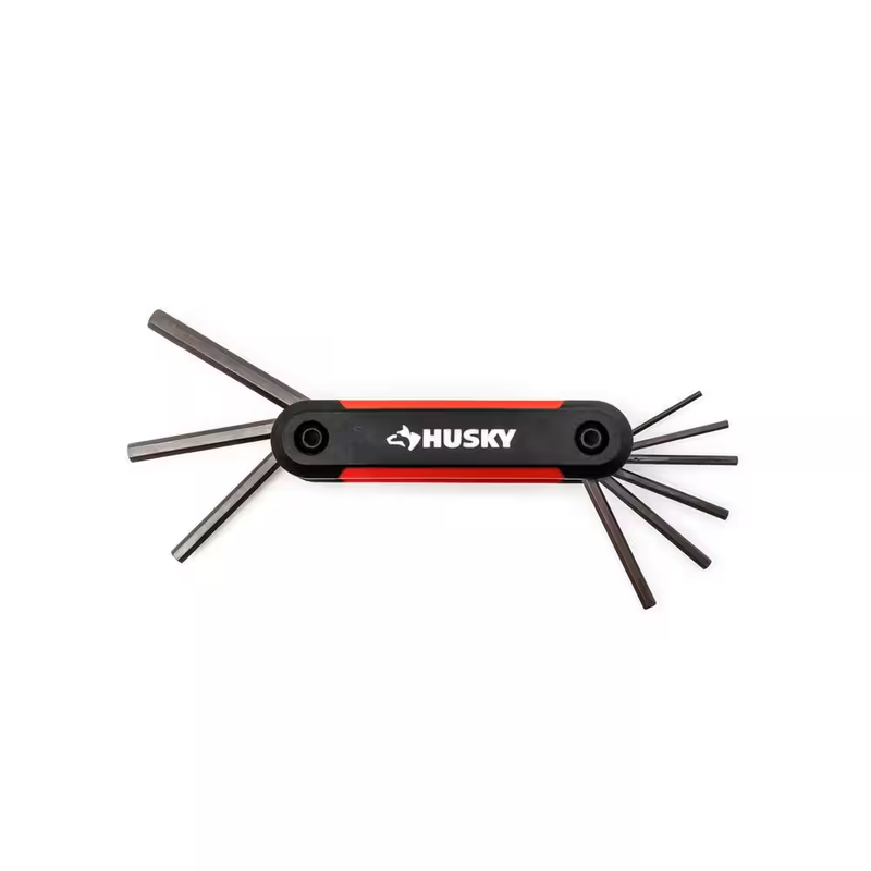 Husky Folding Hex Key Set SAE Allen Wrench Fold Up 9 Piece Alloy Steel Tool