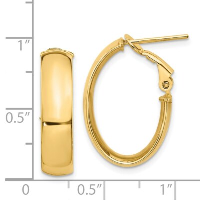Pre-owned Superdealsforeverything Real 14kt Yellow Gold 6mm High Polished Omega Back Hoop Earrings