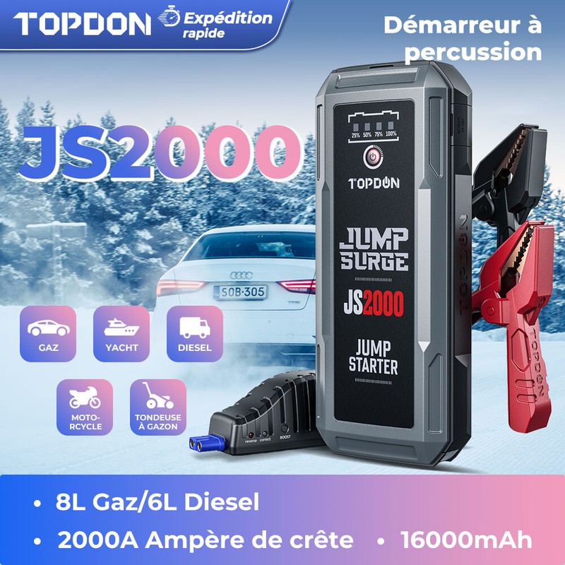 Topdon Js2000 12v 2000a Booster De DÃ©Marrage Pour Voiture Power Bank Jumpstarter