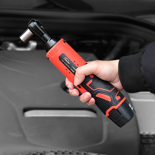 3/8'' Cordless Ratchet Right Angle Wrench Impact Power Tool Li-ion 2 Battery US