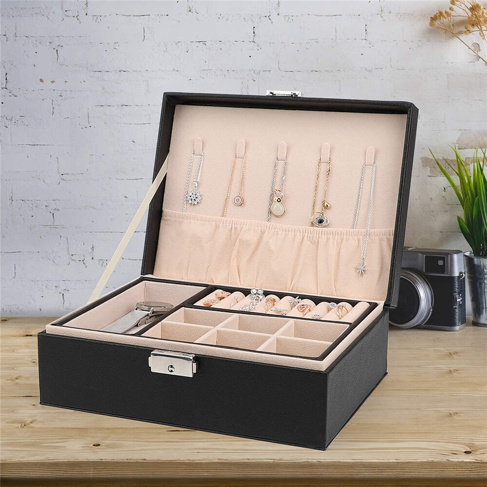 Jewelry Organizer Case Box Holder Storage Earring Ring Velvet Display