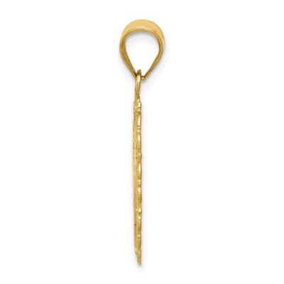 Pre-owned Diamond2deal 14k Yellow Gold Solid Satin Capricorn Zodiac Oval Pendant