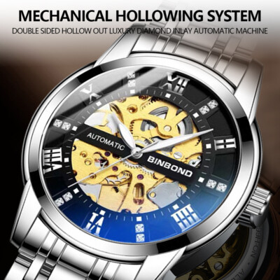 Men's Wrist Watch Mechanical Skeleton Automatic Self-Winding Waterproof Watches